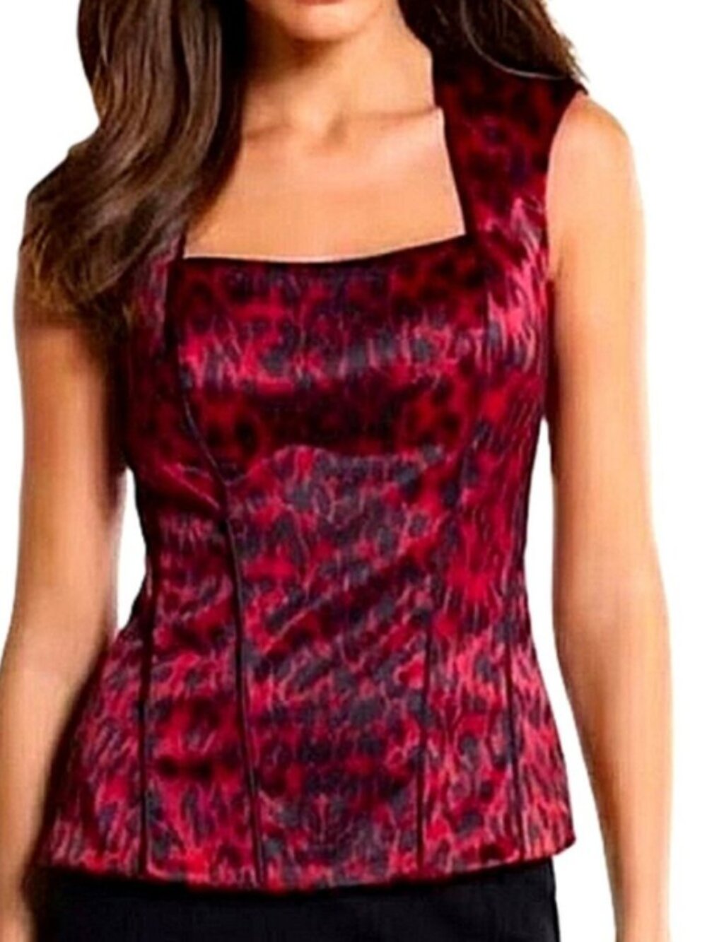 White House Black Market Satin Leopard Sleeveless Top size 0